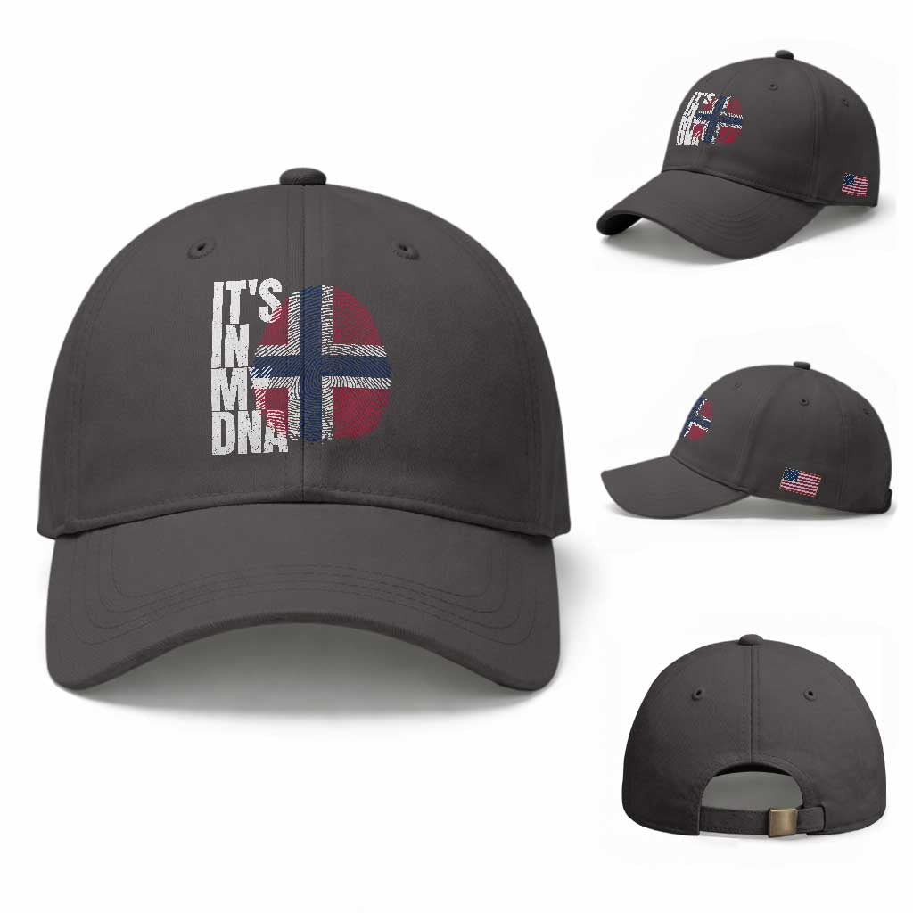 It's in My DNA Norway Norwegian Flag Pride Baseball Cap TS14 Baseball Cap Universal Fit Dark Gray Print Your Wear