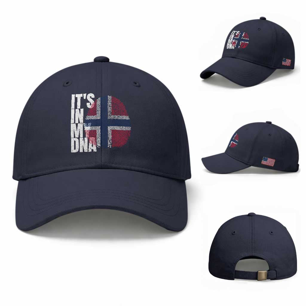 It's in My DNA Norway Norwegian Flag Pride Baseball Cap TS14 Baseball Cap Universal Fit Navy Print Your Wear