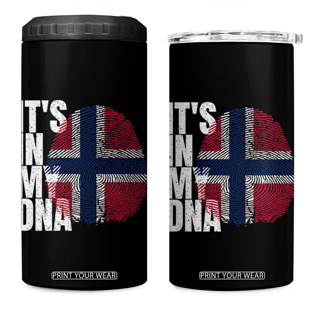 It's in My DNA Norway Norwegian Flag Pride 4 in 1 Can Cooler Tumbler TS14 One Size: 16 oz Black Print Your Wear