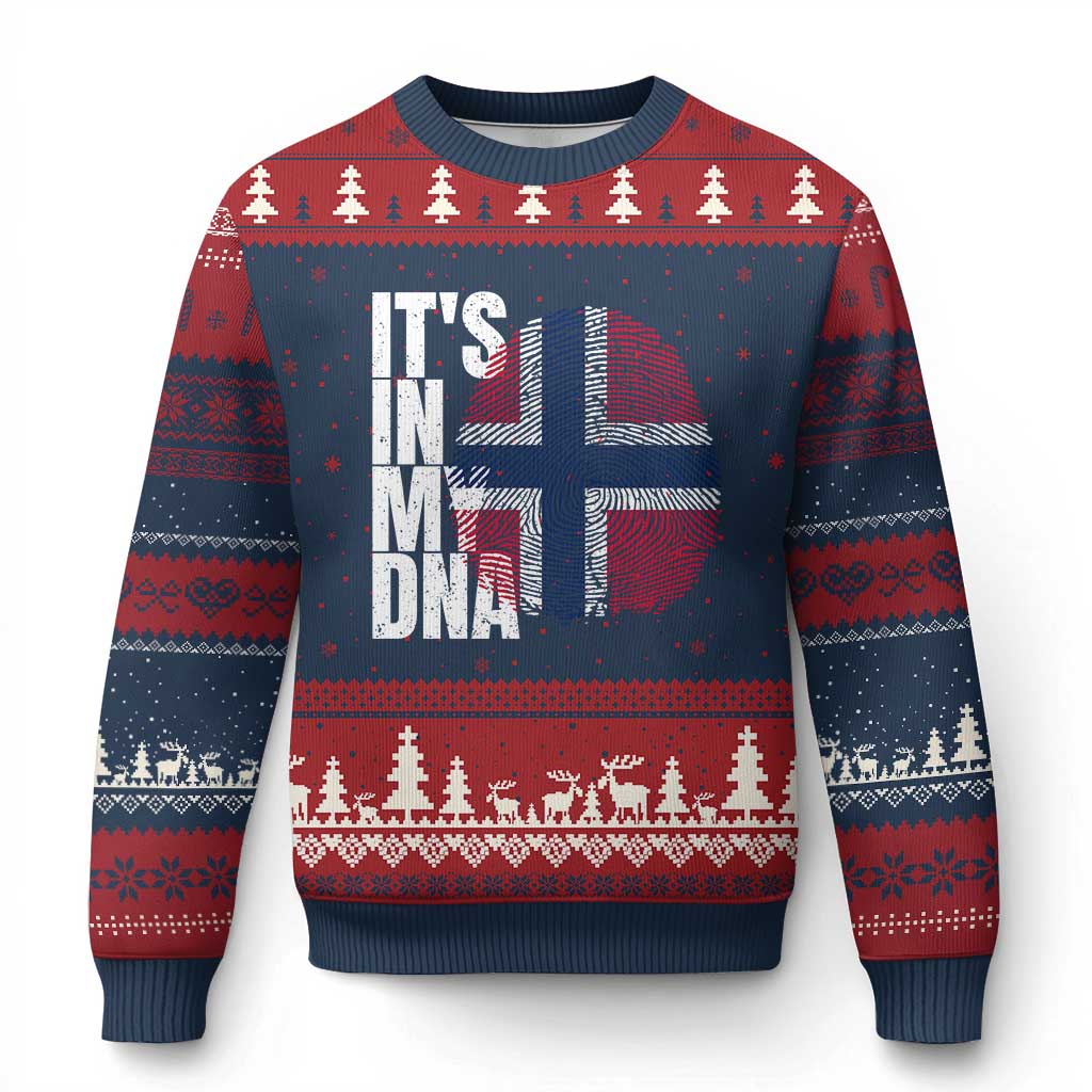 It's in My DNA Norway Norwegian Flag Pride Ugly Christmas Sweater TS14 Navy Red Print Your Wear