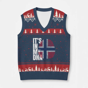 It's in My DNA Norway Norwegian Flag Pride V-Neck Knit Sweater Vest TS14 Navy Red Print Your Wear