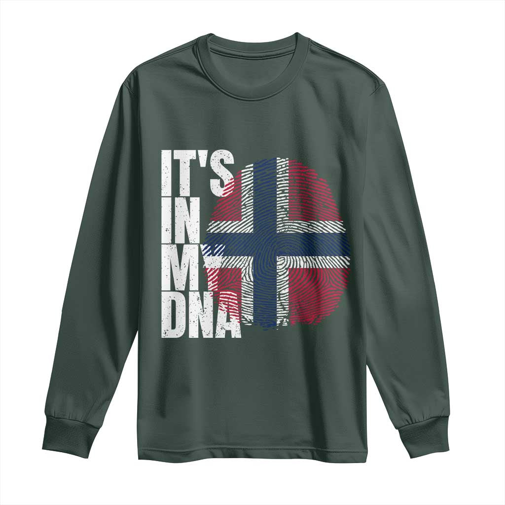 It's in My DNA Norway Norwegian Flag Pride Long Sleeve Shirt TS14 Dark Forest Green Print Your Wear