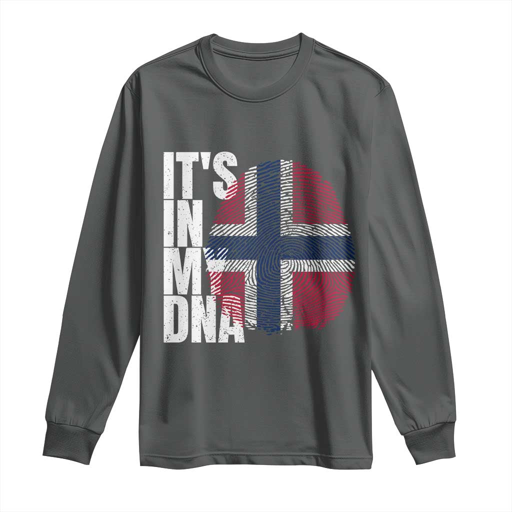 It's in My DNA Norway Norwegian Flag Pride Long Sleeve Shirt TS14 Dark Heather Print Your Wear