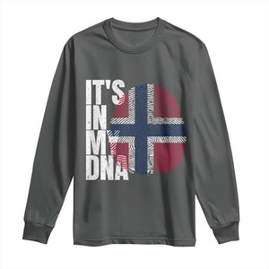 It's in My DNA Norway Norwegian Flag Pride Long Sleeve Shirt TS14 Dark Heather Print Your Wear