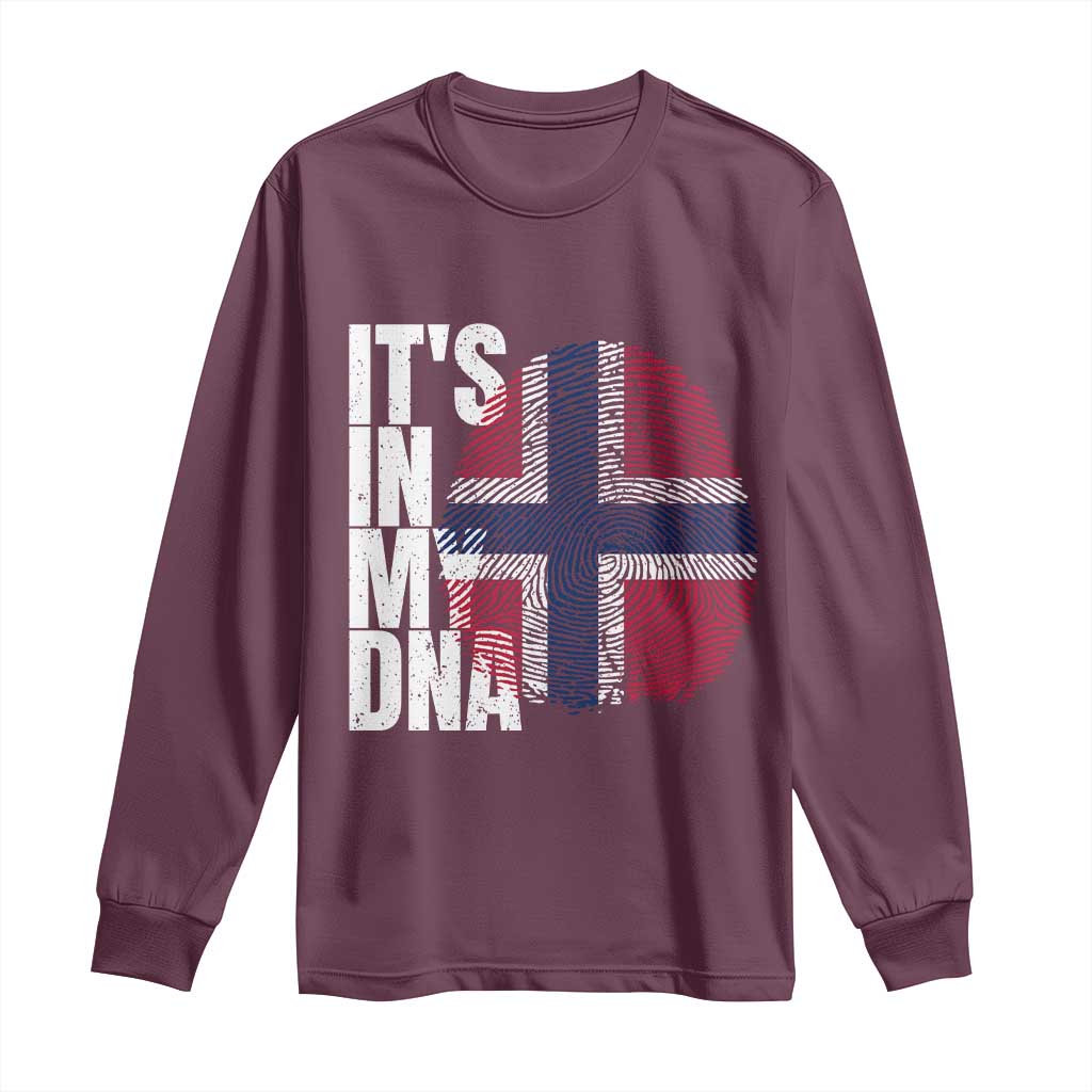 It's in My DNA Norway Norwegian Flag Pride Long Sleeve Shirt TS14 Maroon Print Your Wear