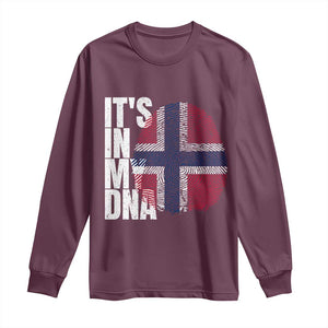It's in My DNA Norway Norwegian Flag Pride Long Sleeve Shirt TS14 Maroon Print Your Wear