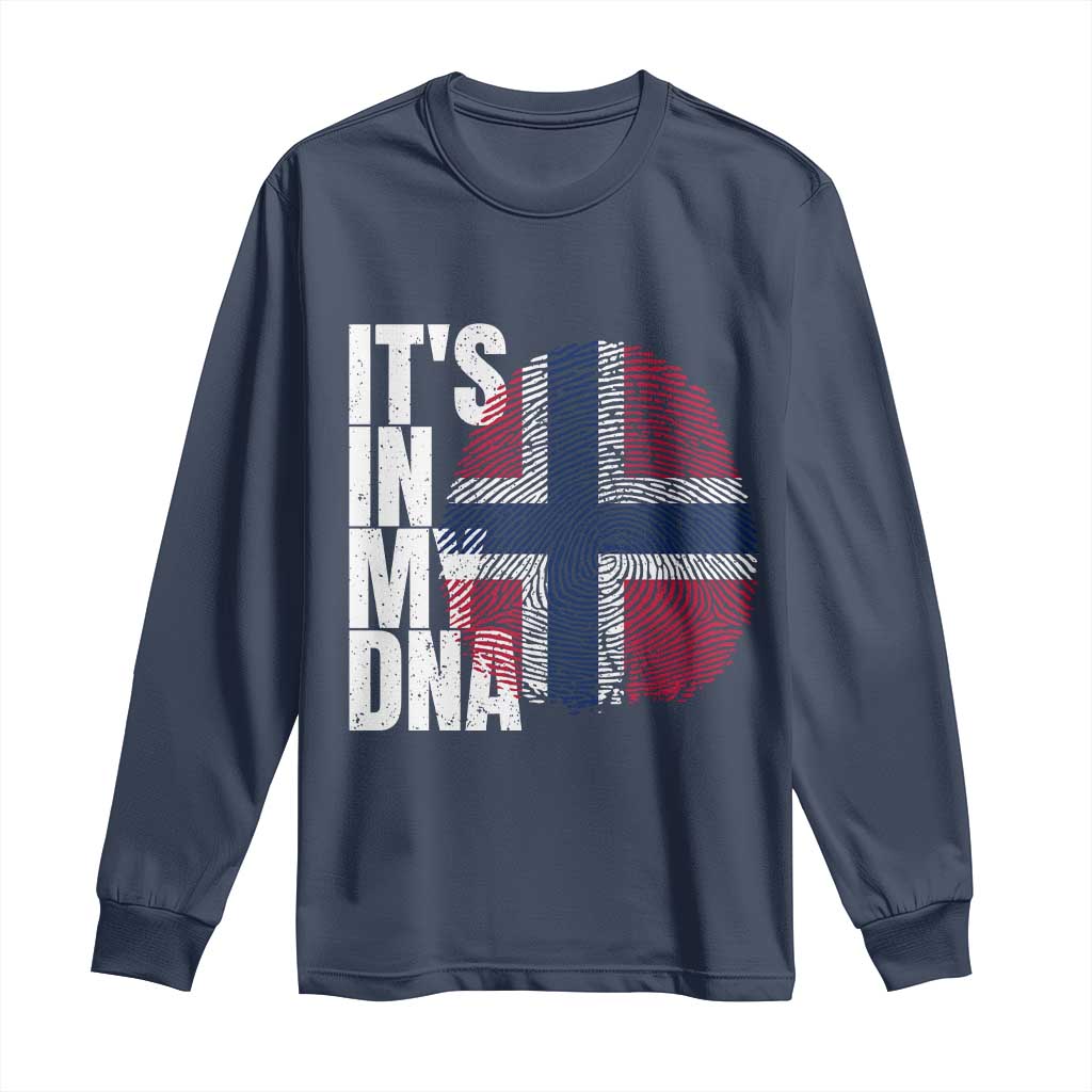 It's in My DNA Norway Norwegian Flag Pride Long Sleeve Shirt TS14 Navy Print Your Wear