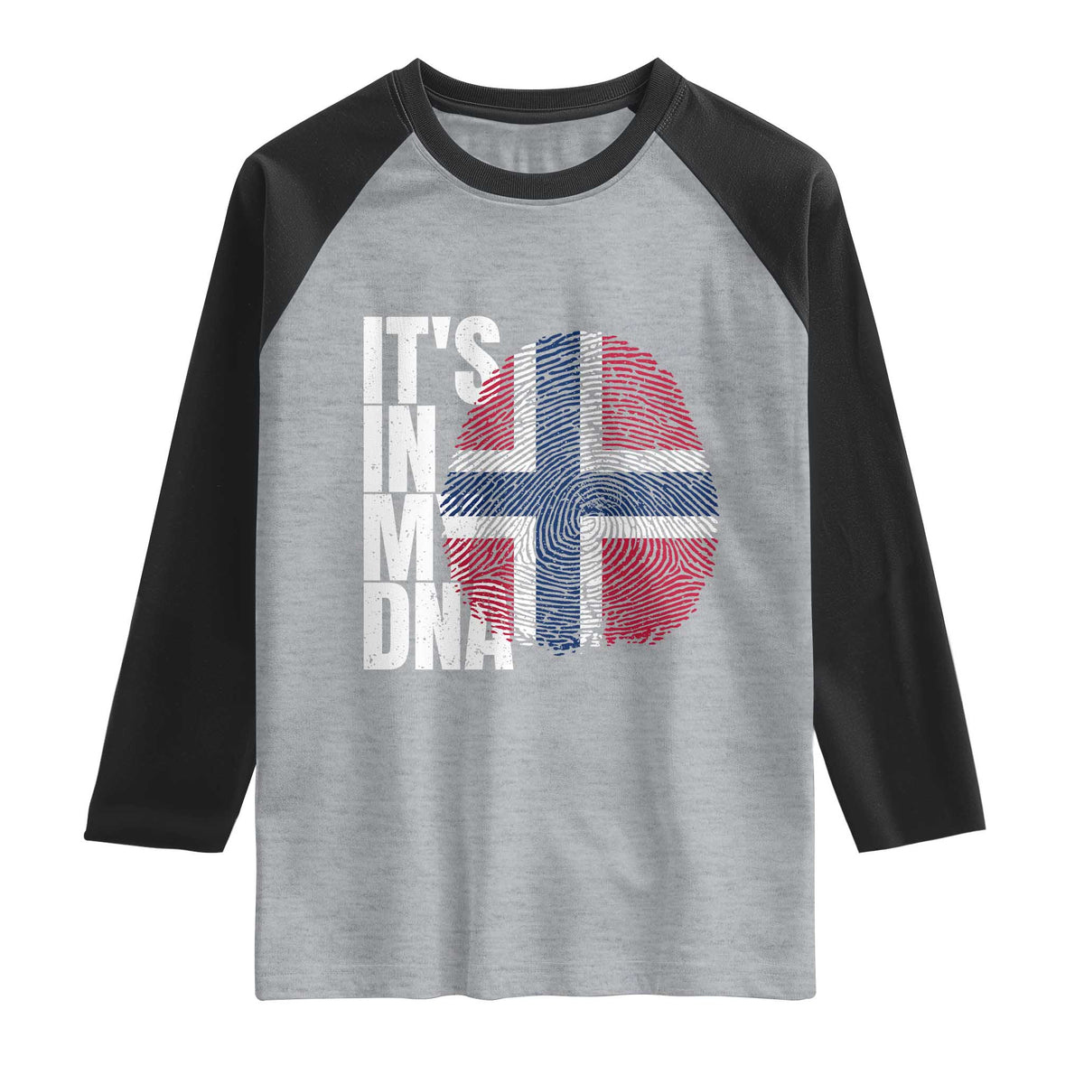 It's in My DNA Norway Norwegian Flag Pride Raglan Shirt TS14 Heather Gray Black Print Your Wear