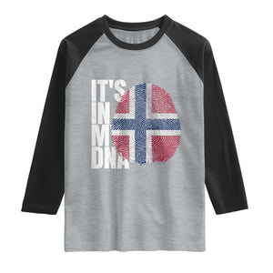 It's in My DNA Norway Norwegian Flag Pride Raglan Shirt TS14 Heather Gray Black Print Your Wear