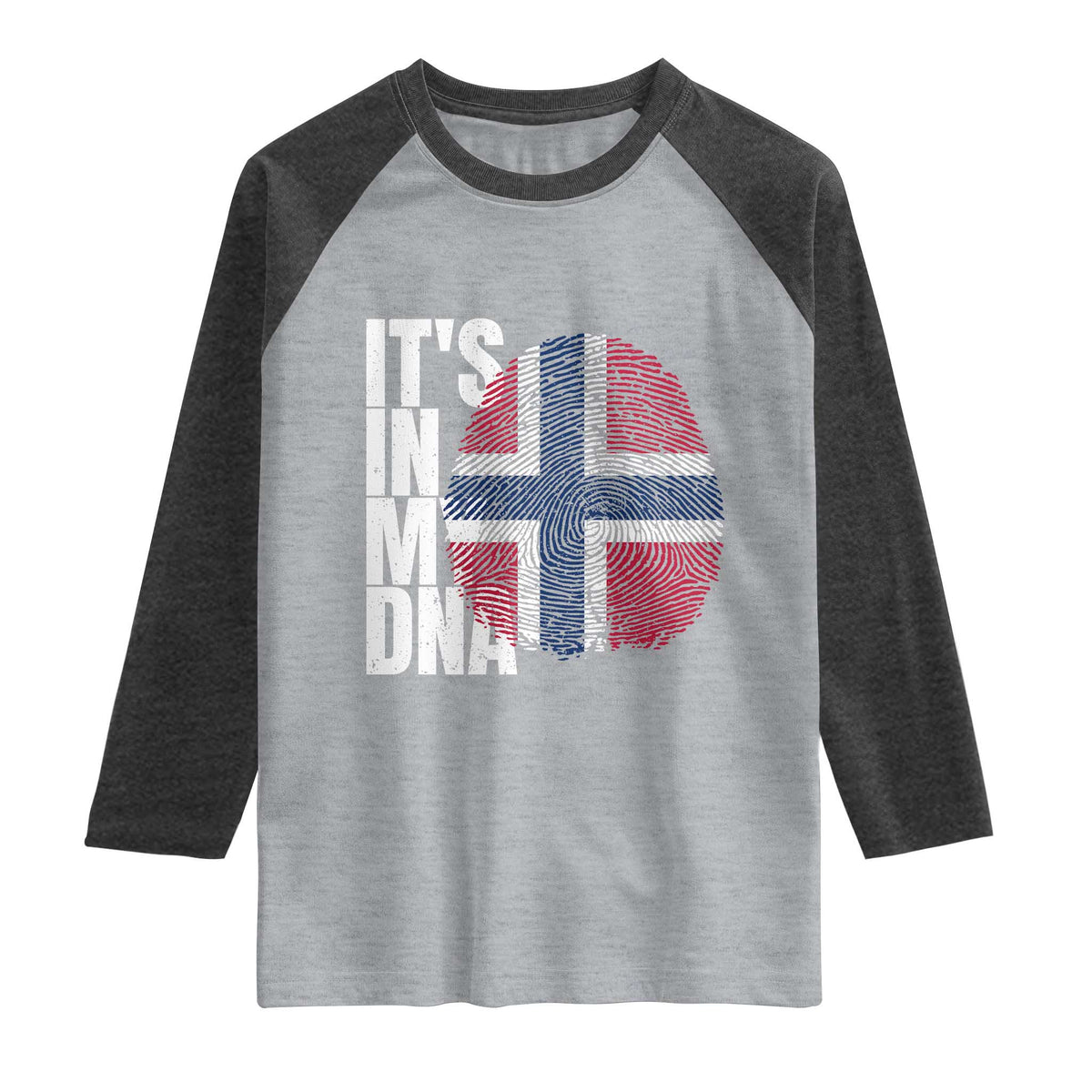 It's in My DNA Norway Norwegian Flag Pride Raglan Shirt TS14 Heather Gray Heather Charcoal Print Your Wear