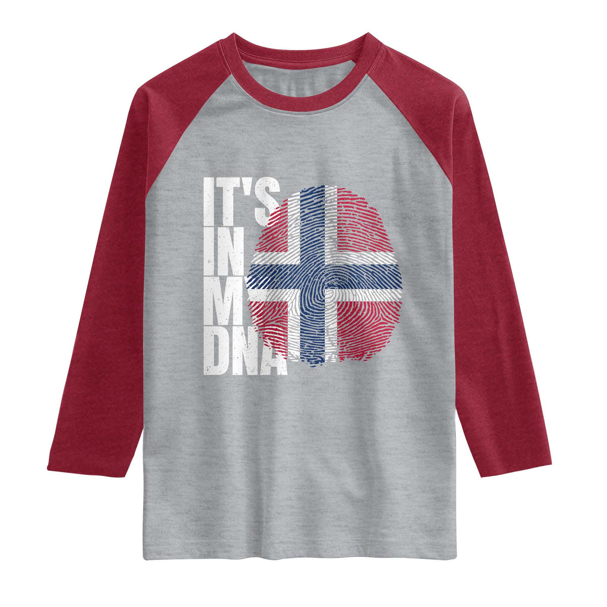 It's in My DNA Norway Norwegian Flag Pride Raglan Shirt TS14 Heather Gray Heather Red Print Your Wear