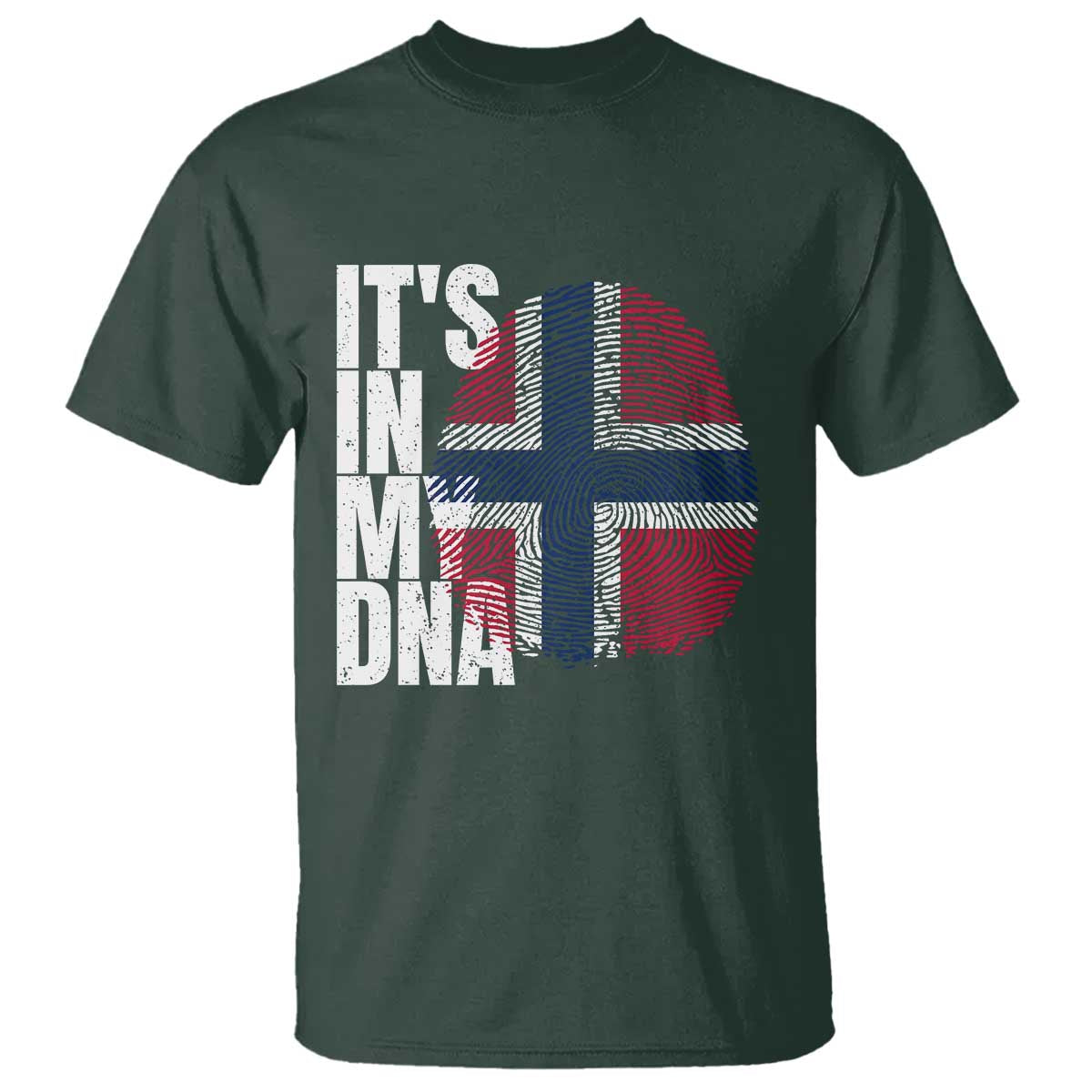 It's in My DNA Norway Norwegian Flag Pride T Shirt TS14 Dark Forest Green Print Your Wear