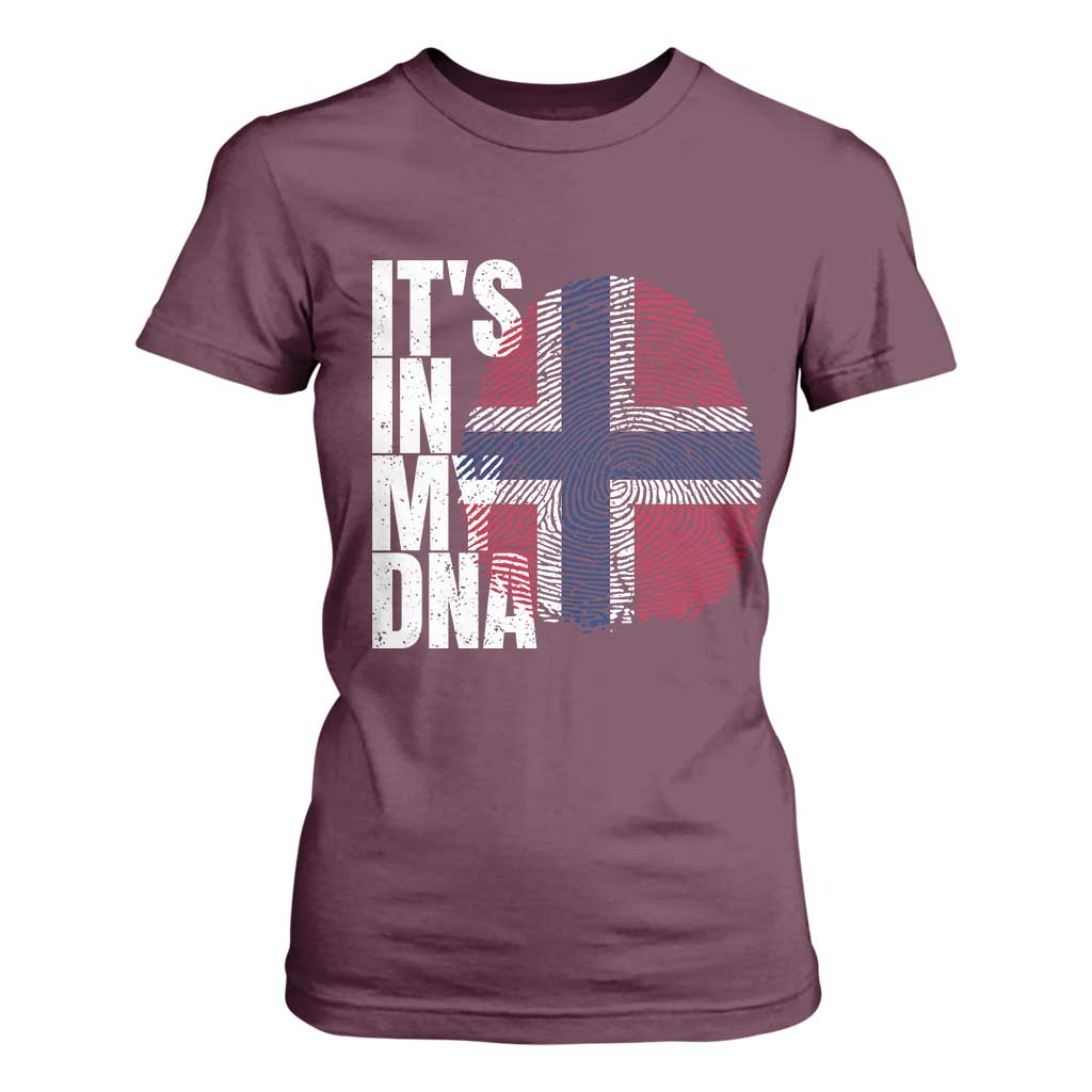 It's in My DNA Norway Norwegian Flag Pride T Shirt For Women TS14 Maroon Print Your Wear