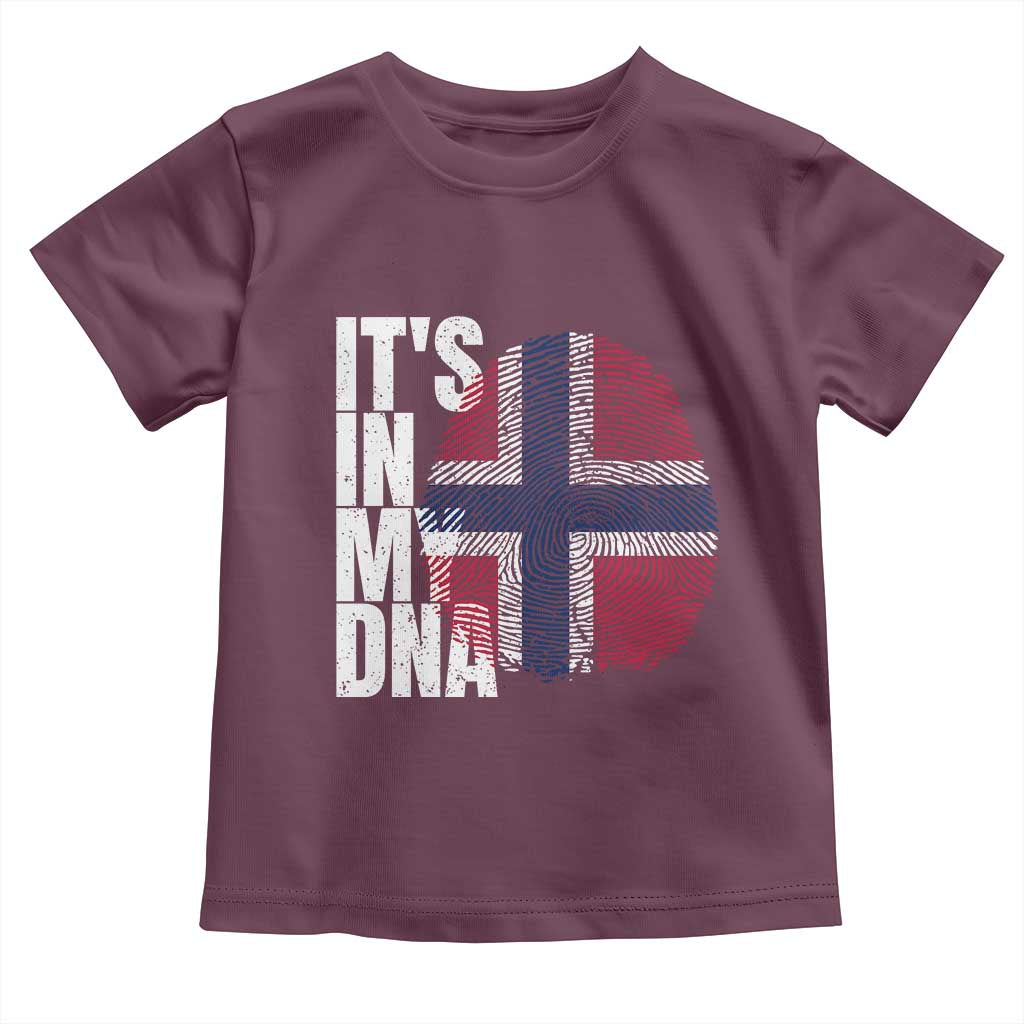 It's in My DNA Norway Norwegian Flag Pride Toddler T Shirt TS14 Maroon Print Your Wear