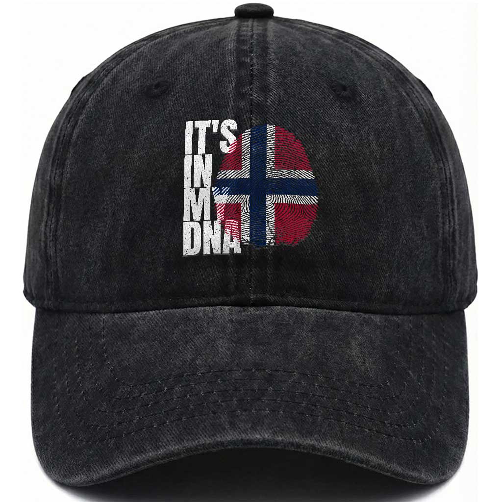 It's in My DNA Norway Norwegian Flag Pride Washed Cotton Baseball Cap TS14 Print Your Wear