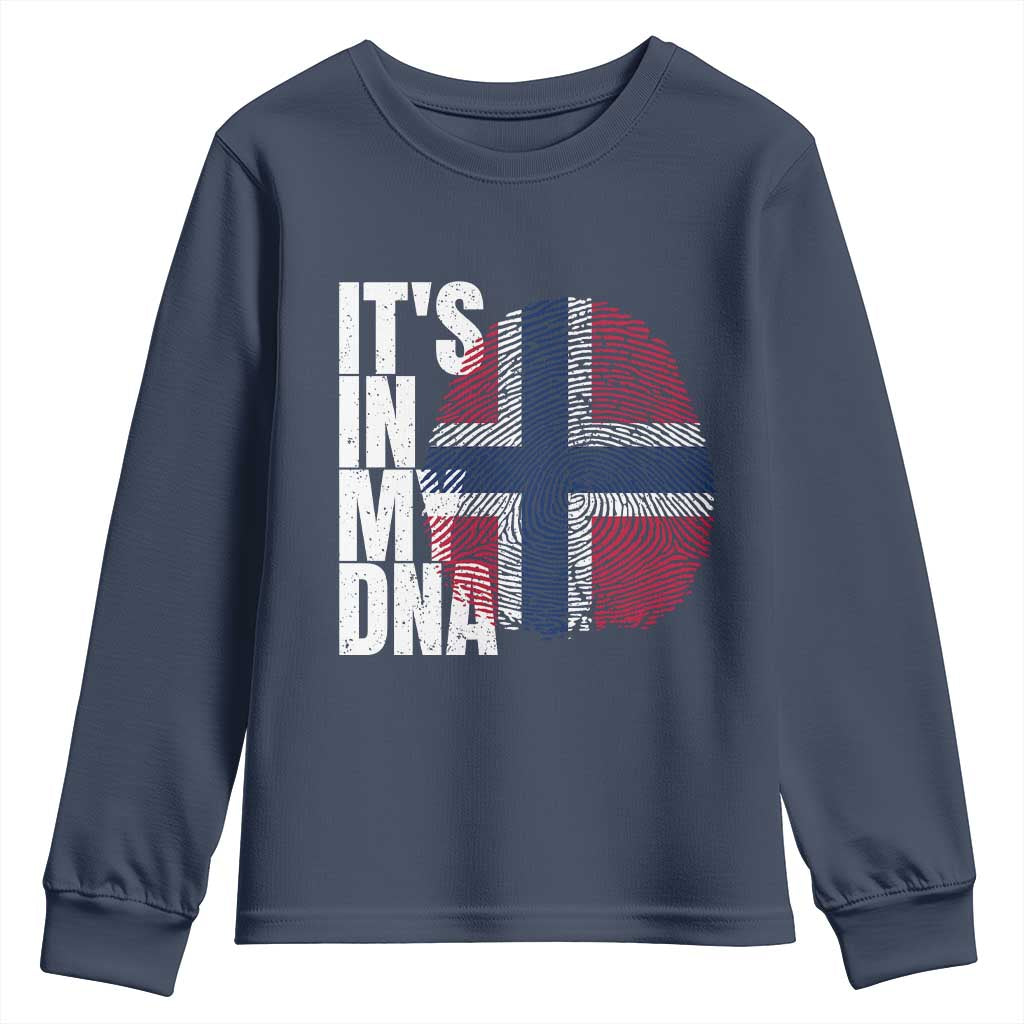 It's in My DNA Norway Norwegian Flag Pride Youth Sweatshirt TS14 Navy Print Your Wear