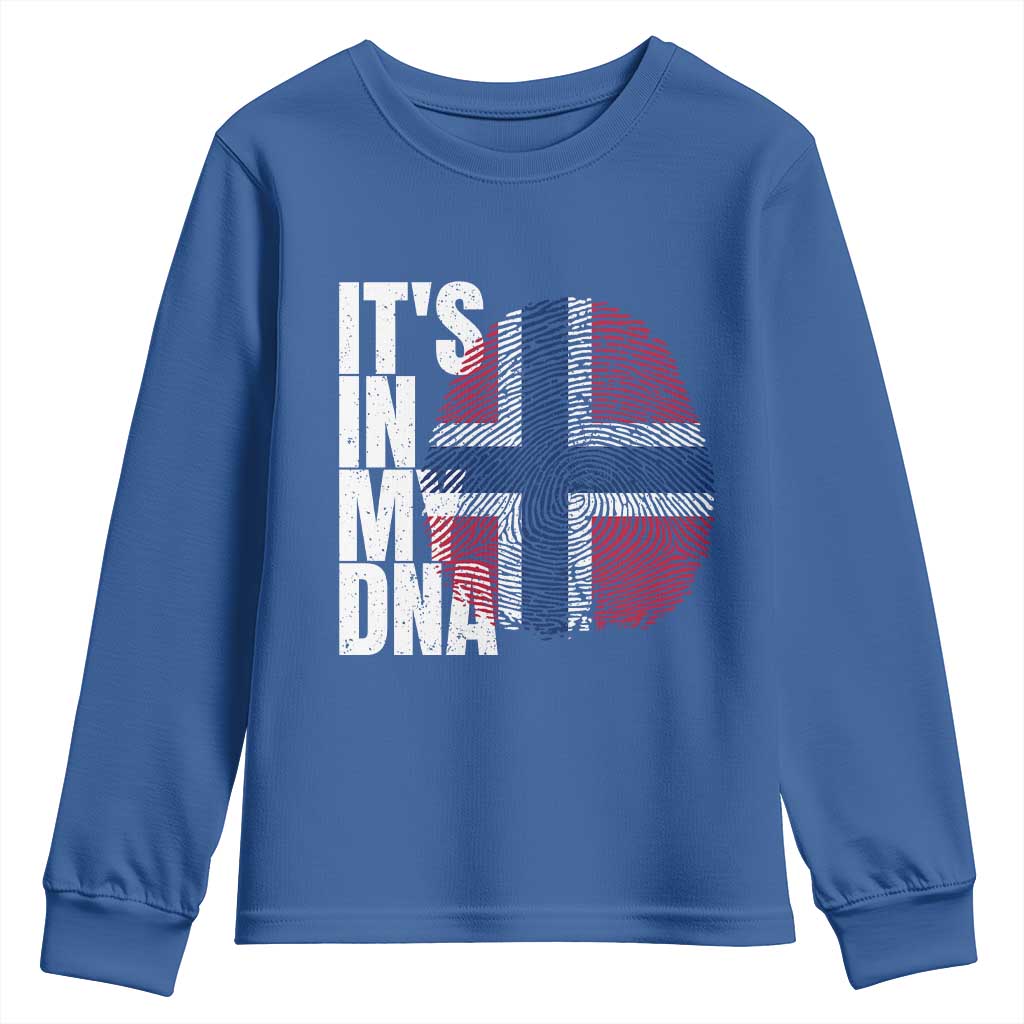 It's in My DNA Norway Norwegian Flag Pride Youth Sweatshirt TS14 Royal Blue Print Your Wear
