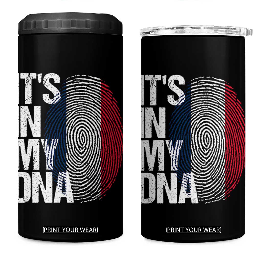 It's in My DNA France French Flag 4 in 1 Can Cooler Tumbler TS14 One Size: 16 oz Black Print Your Wear