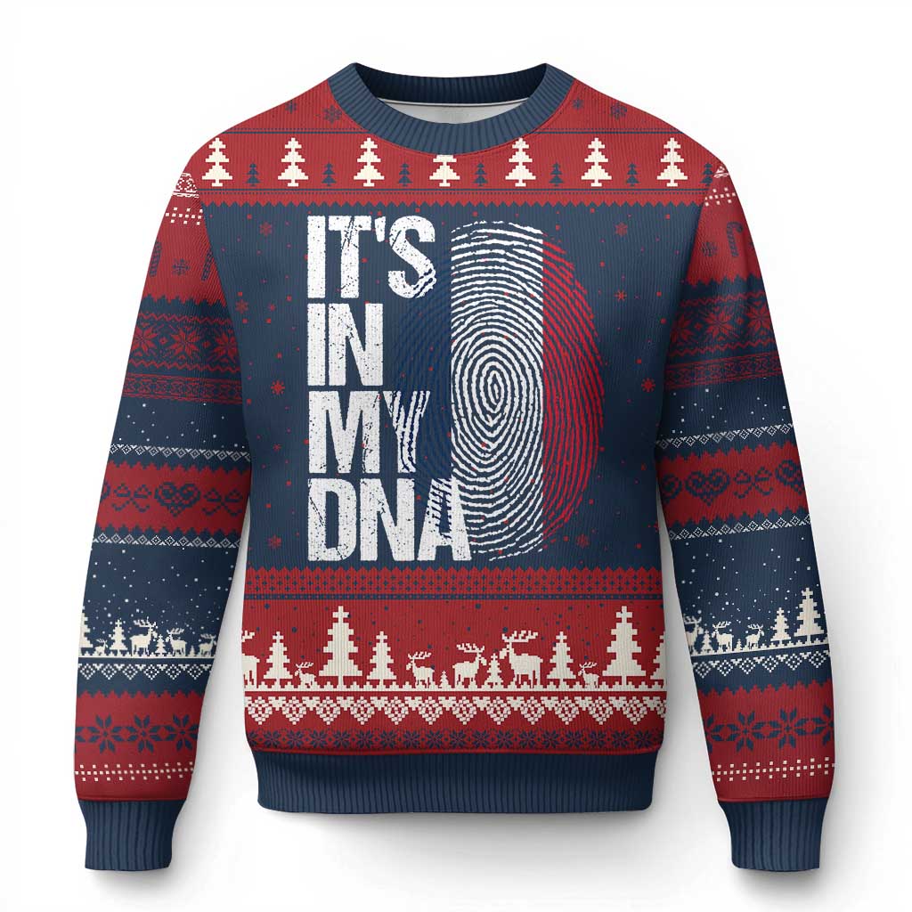 It's in My DNA France French Flag Ugly Christmas Sweater TS14 Navy Red Print Your Wear