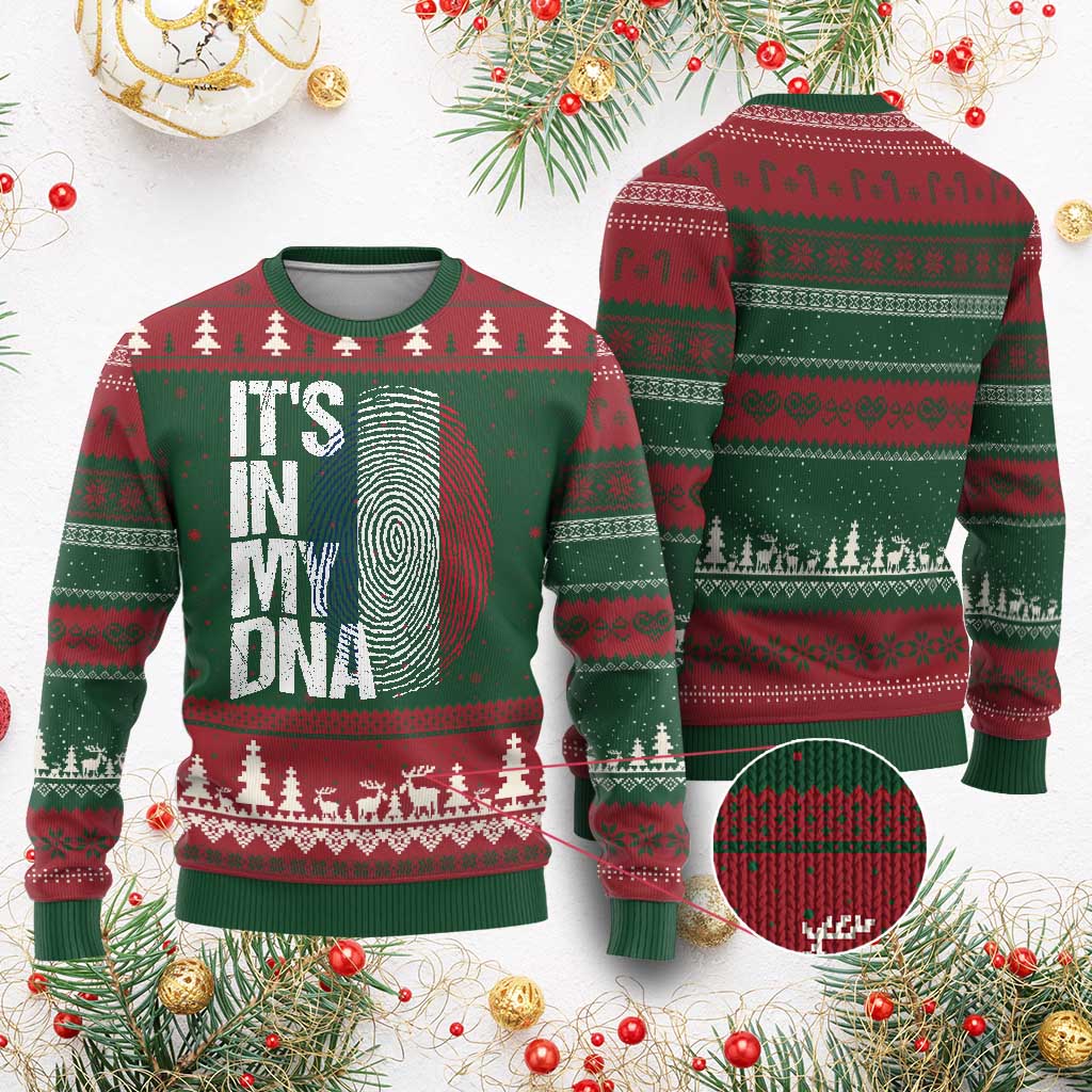 It's in My DNA France French Flag Ugly Christmas Sweater TS14 Red Green Print Your Wear