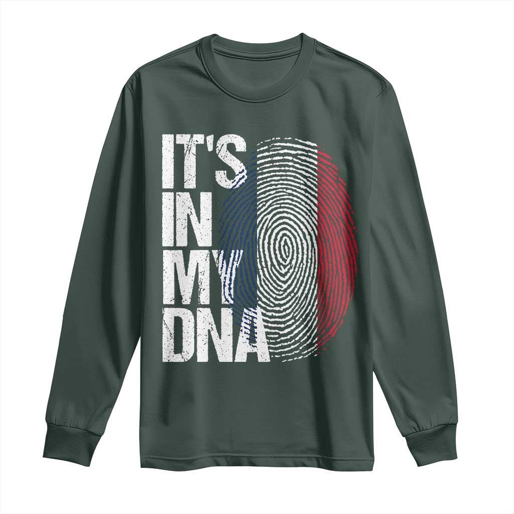 It's in My DNA France French Flag Long Sleeve Shirt TS14 Dark Forest Green Print Your Wear