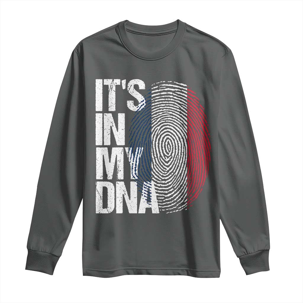 It's in My DNA France French Flag Long Sleeve Shirt TS14 Dark Heather Print Your Wear