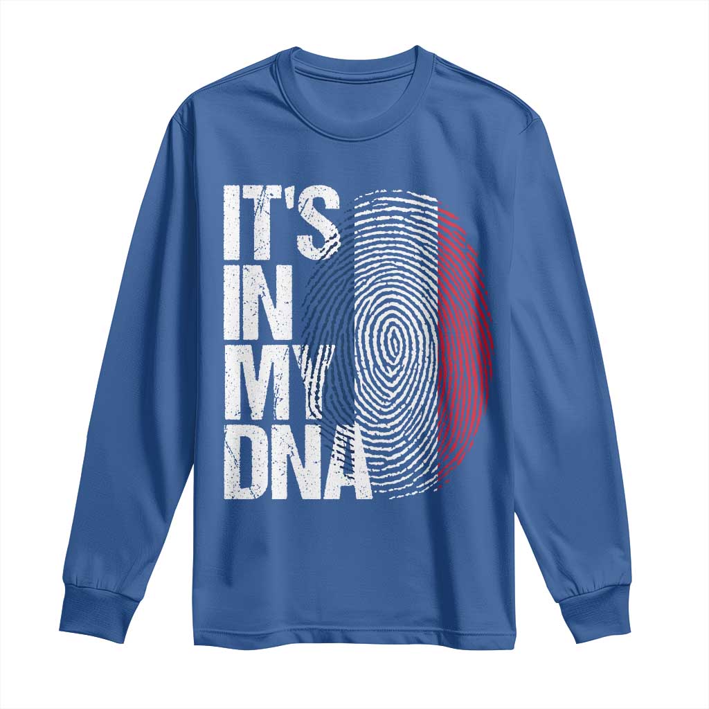 It's in My DNA France French Flag Long Sleeve Shirt TS14 Royal Blue Print Your Wear