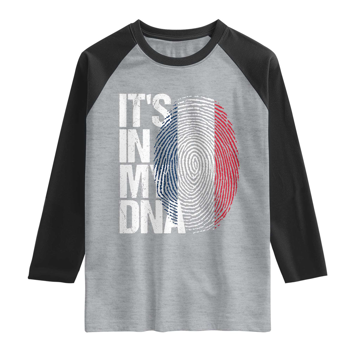 It's in My DNA France French Flag Raglan Shirt TS14 Heather Gray Black Print Your Wear