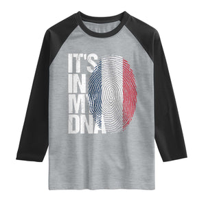 It's in My DNA France French Flag Raglan Shirt TS14 Heather Gray Black Print Your Wear