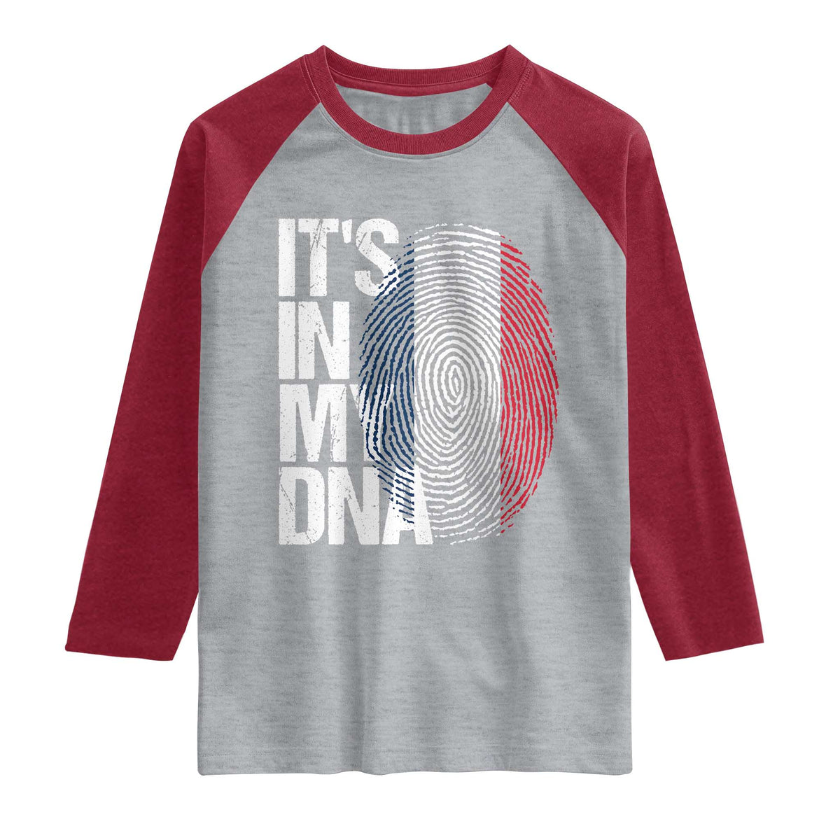 It's in My DNA France French Flag Raglan Shirt TS14 Heather Gray Heather Red Print Your Wear