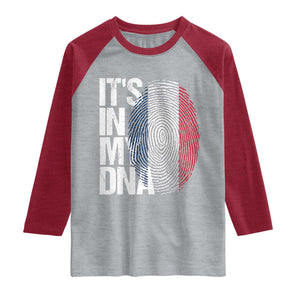 It's in My DNA France French Flag Raglan Shirt TS14 Heather Gray Heather Red Print Your Wear