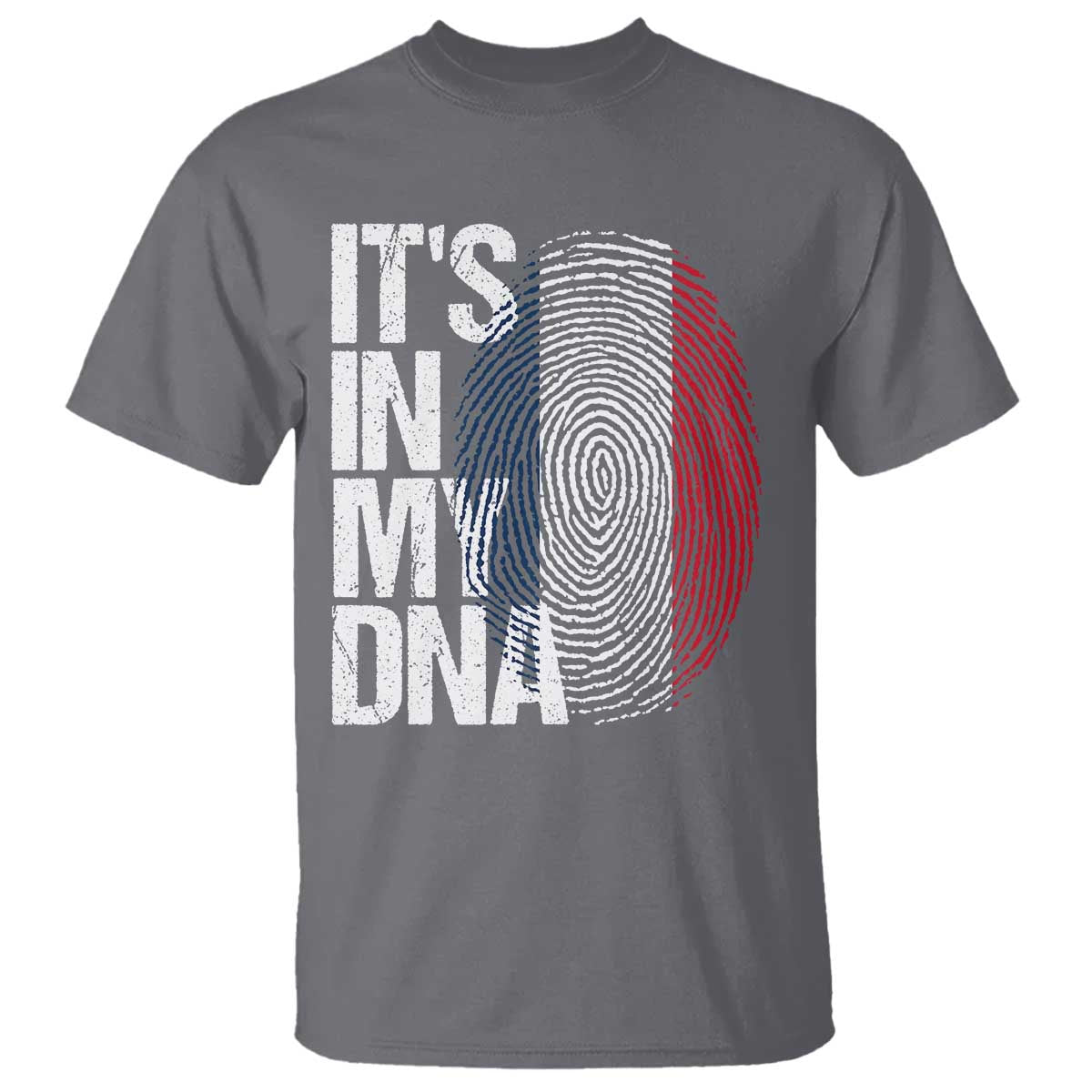 It's in My DNA France French Flag T Shirt TS14 Charcoal Print Your Wear