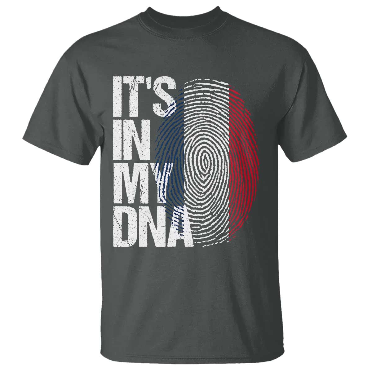 It's in My DNA France French Flag T Shirt TS14 Dark Heather Print Your Wear