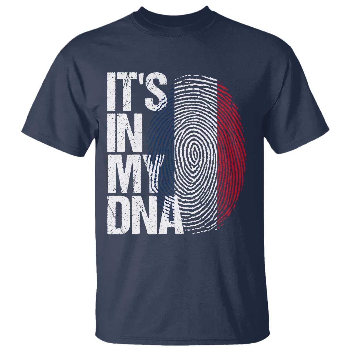 It's in My DNA France French Flag T Shirt TS14 Navy Print Your Wear