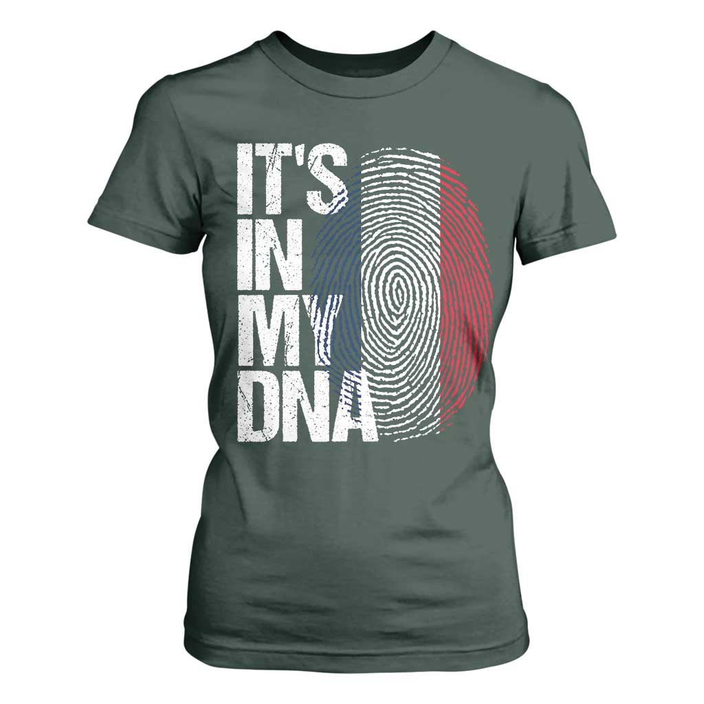 It's in My DNA France French Flag T Shirt For Women TS14 Dark Forest Green Print Your Wear