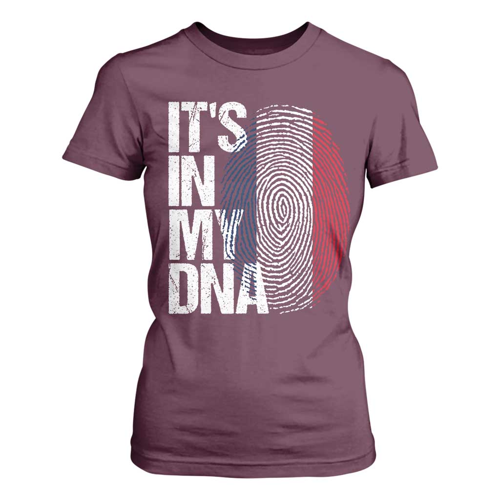 It's in My DNA France French Flag T Shirt For Women TS14 Maroon Print Your Wear
