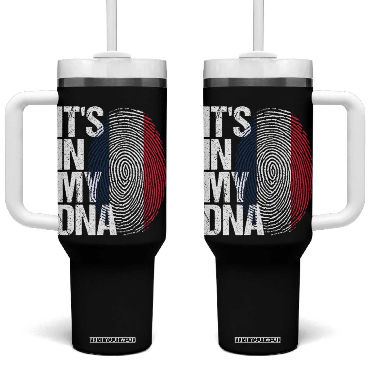 It's in My DNA France French Flag Tumbler With Handle TS14 One Size: 40 oz Black Print Your Wear