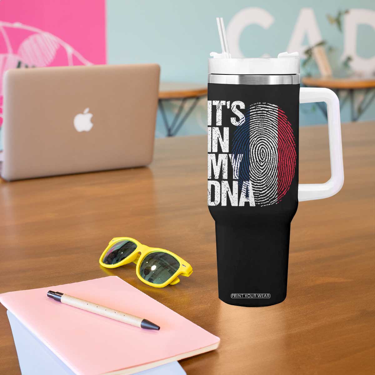 It's in My DNA France French Flag Tumbler With Handle TS14 Print Your Wear
