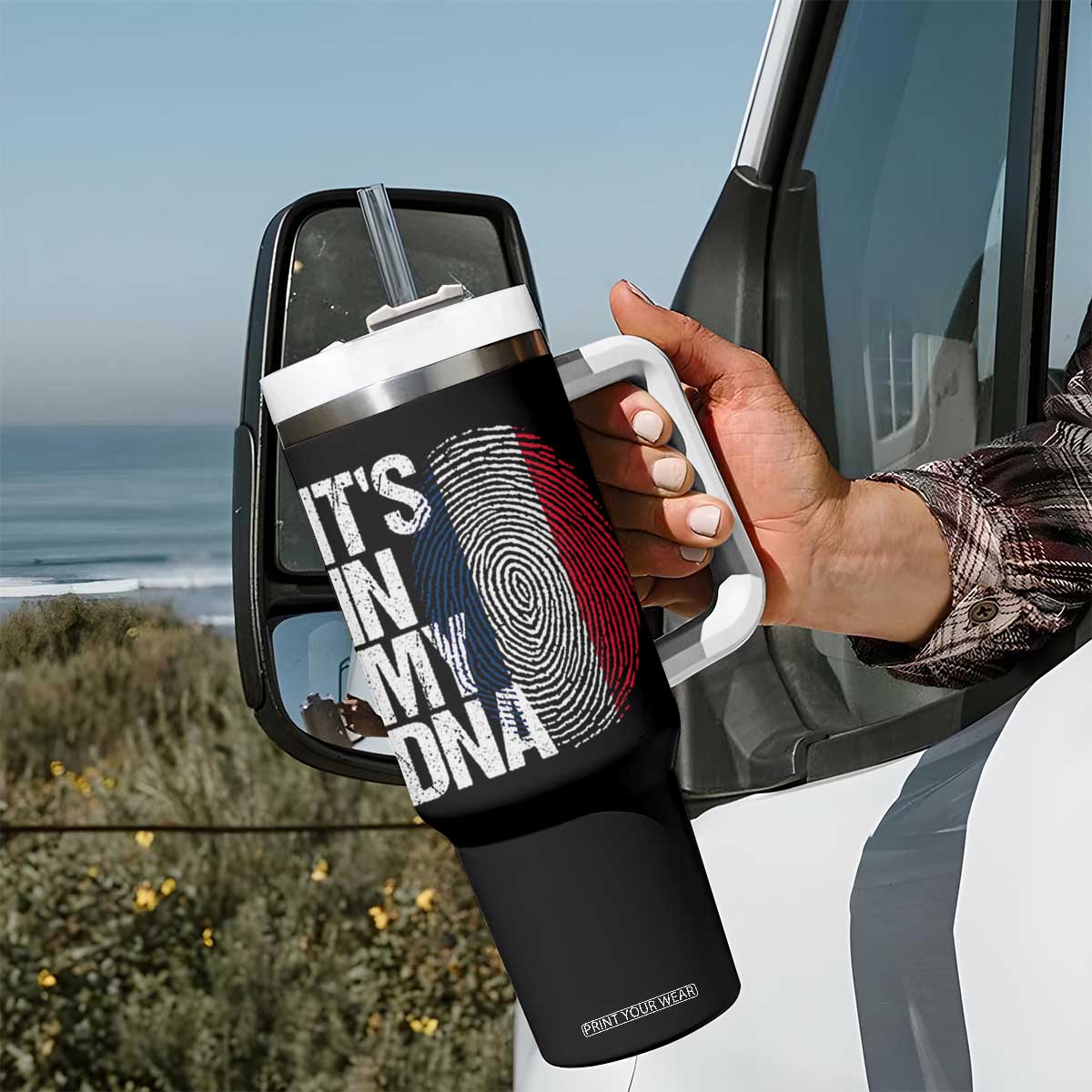 It's in My DNA France French Flag Tumbler With Handle TS14 Print Your Wear