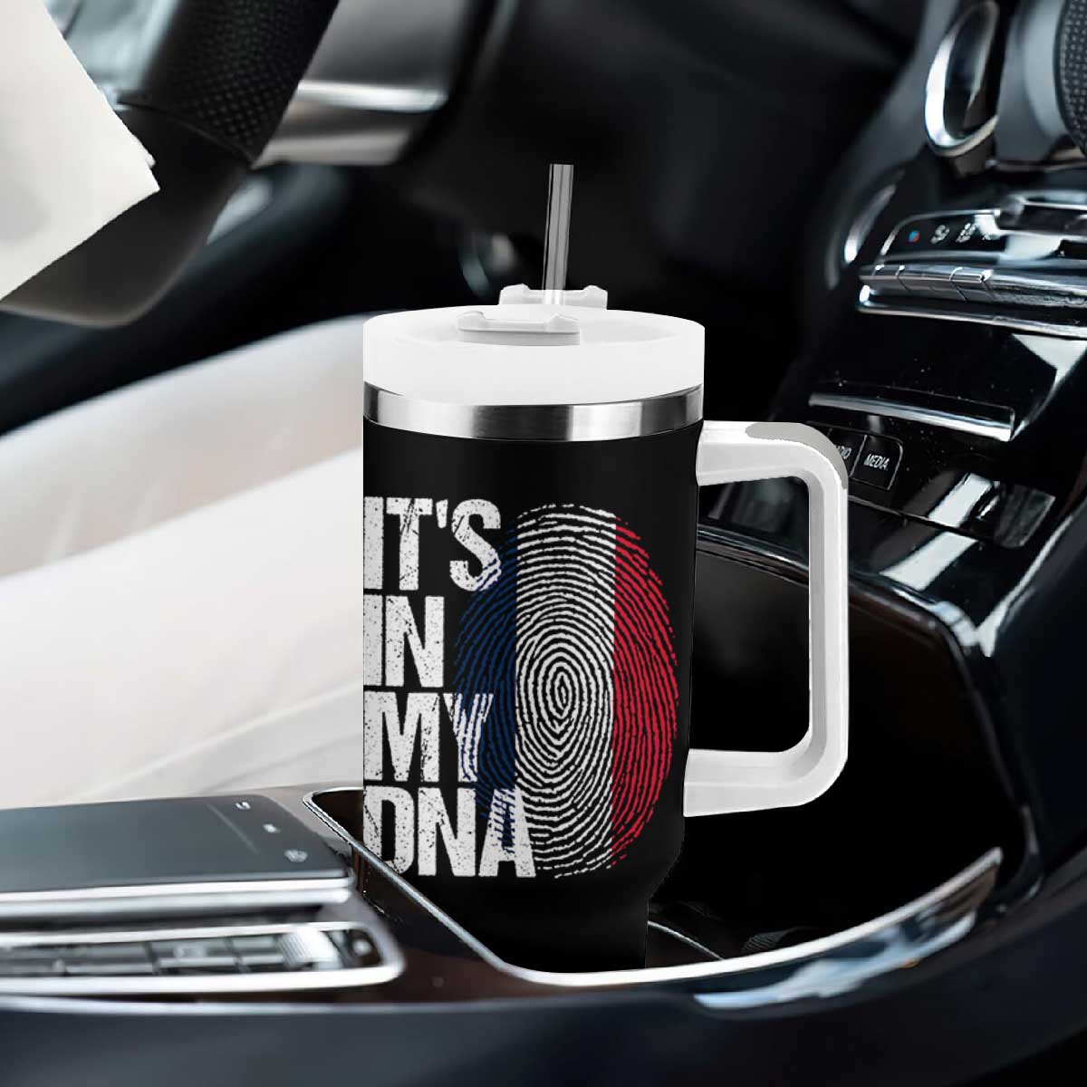 It's in My DNA France French Flag Tumbler With Handle TS14 Print Your Wear
