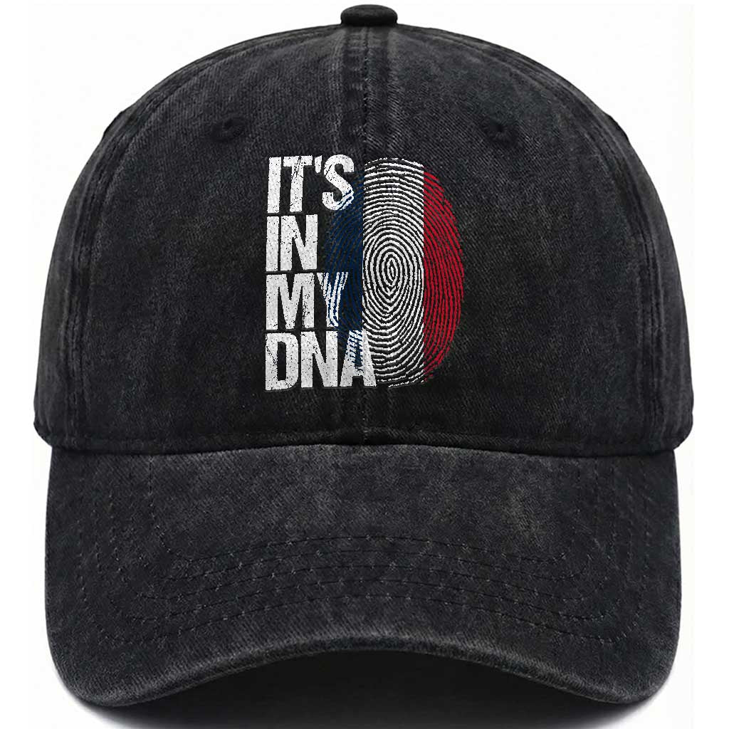It's in My DNA France French Flag Washed Cotton Baseball Cap TS14 Print Your Wear