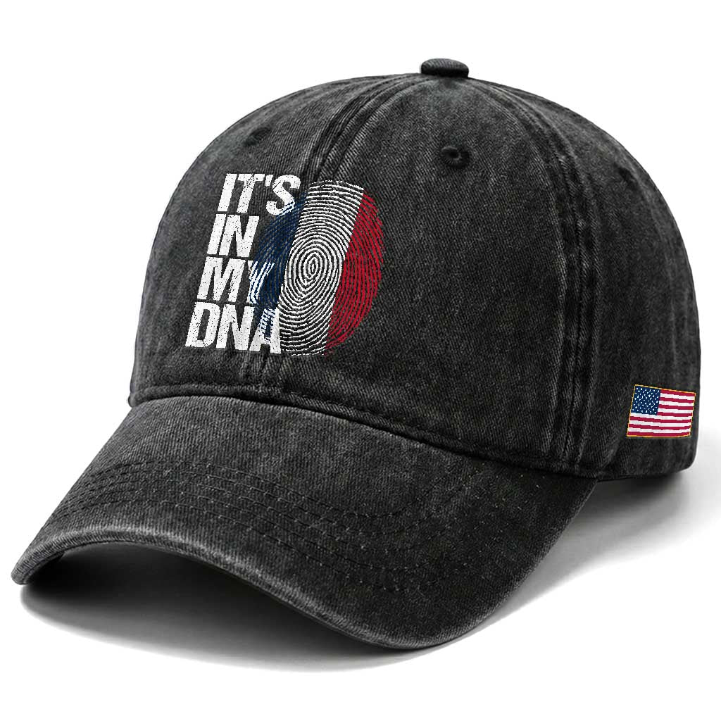 It's in My DNA France French Flag Washed Cotton Baseball Cap TS14 Print Your Wear