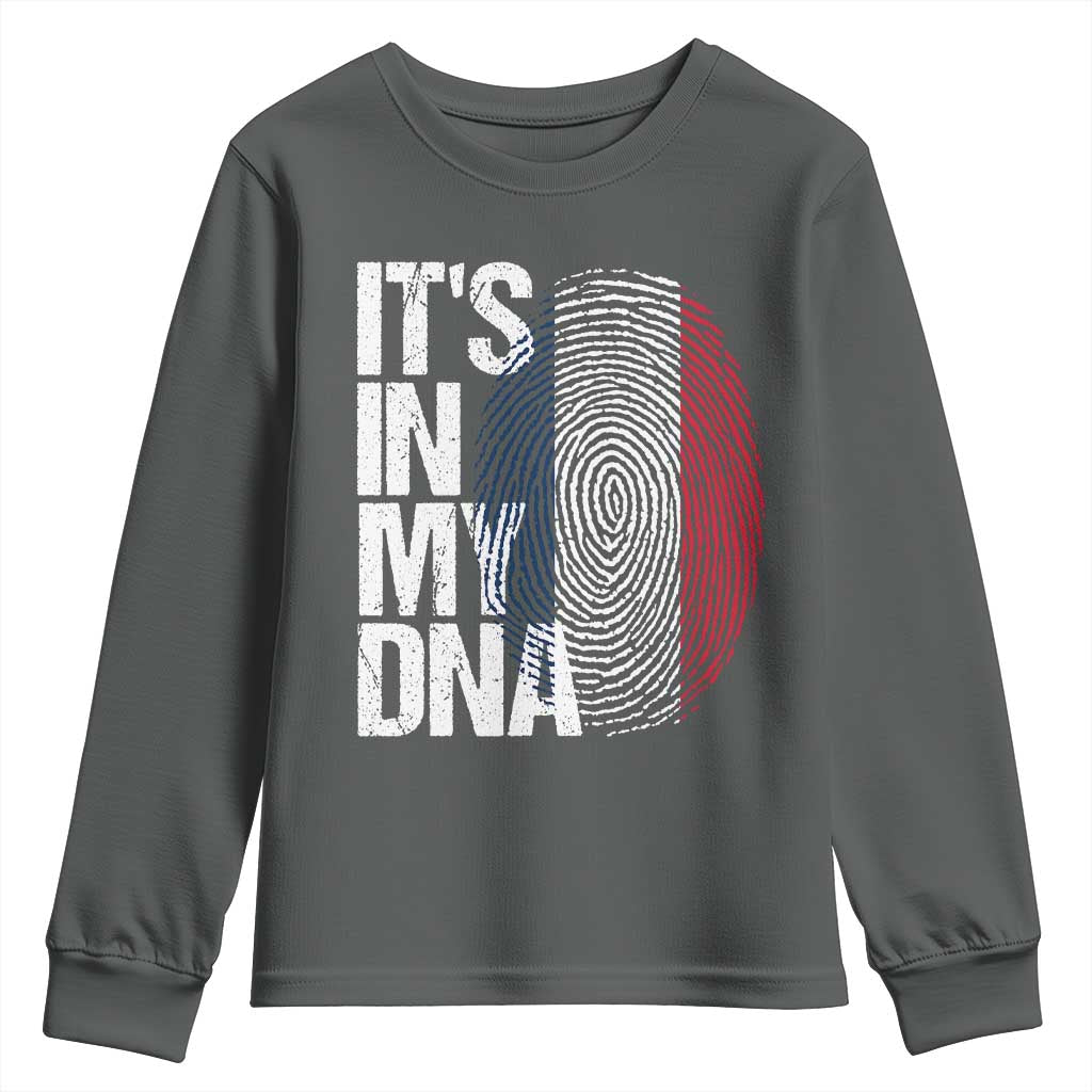 It's in My DNA France French Flag Youth Sweatshirt TS14 Dark Heather Print Your Wear
