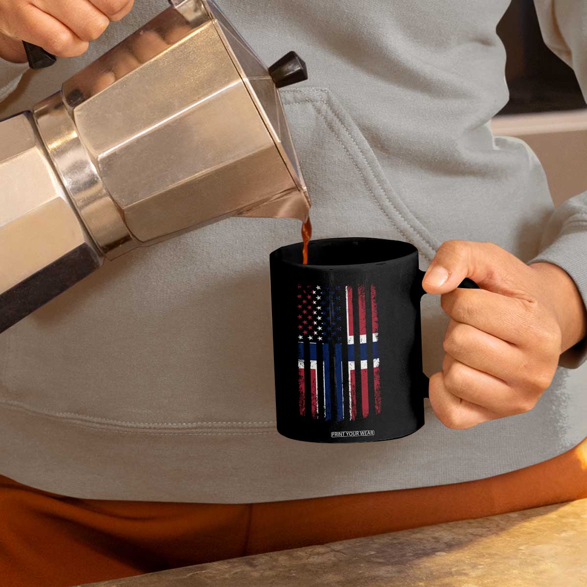 Norwegian Roots Half American Flag USA Norway Pride Coffee Mug TS14 Print Your Wear