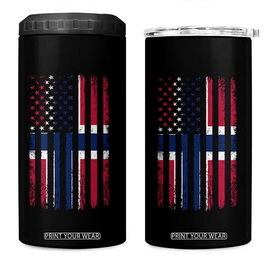 Norwegian Roots Half American Flag USA Norway Pride 4 in 1 Can Cooler Tumbler TS14 One Size: 16 oz Black Print Your Wear