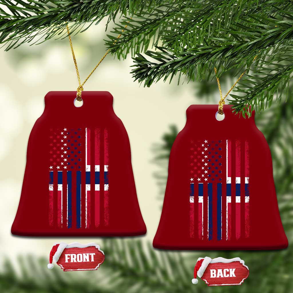 Norwegian Roots Half American Flag USA Norway Pride Ceramic Ornament TS14 Print Your Wear