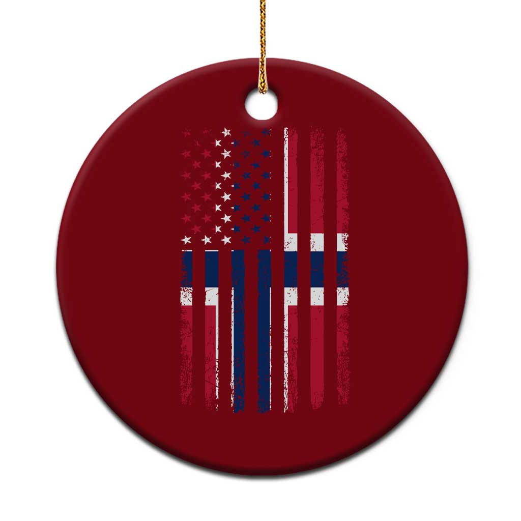 Norwegian Roots Half American Flag USA Norway Pride Ceramic Ornament TS14 1pc Red Print Your Wear