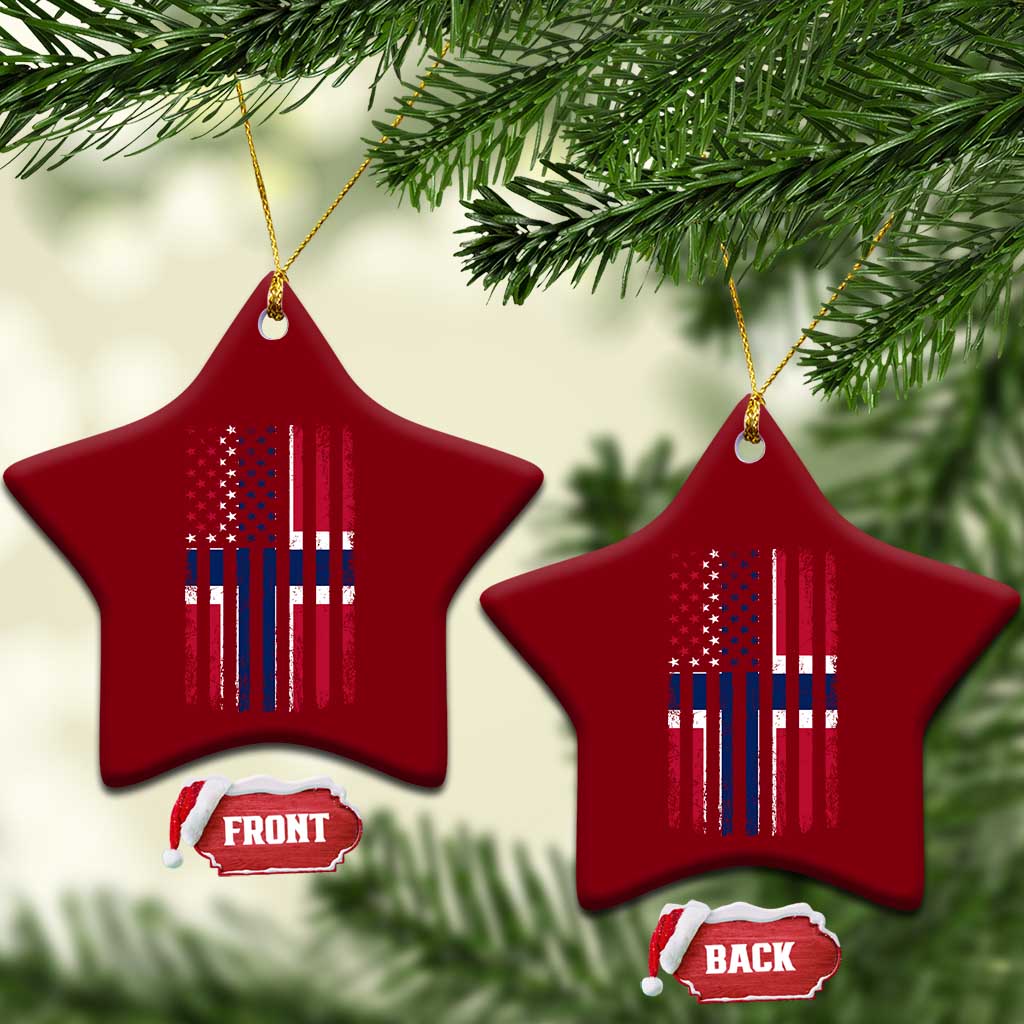 Norwegian Roots Half American Flag USA Norway Pride Ceramic Ornament TS14 Print Your Wear