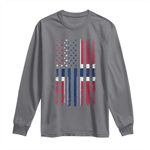 Norwegian Roots Half American Flag USA Norway Pride Long Sleeve Shirt TS14 Charcoal Print Your Wear