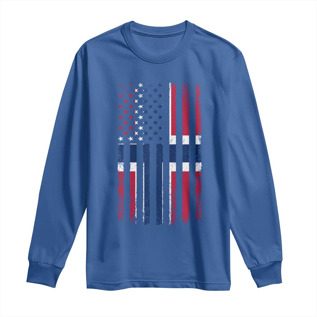 Norwegian Roots Half American Flag USA Norway Pride Long Sleeve Shirt TS14 Royal Blue Print Your Wear